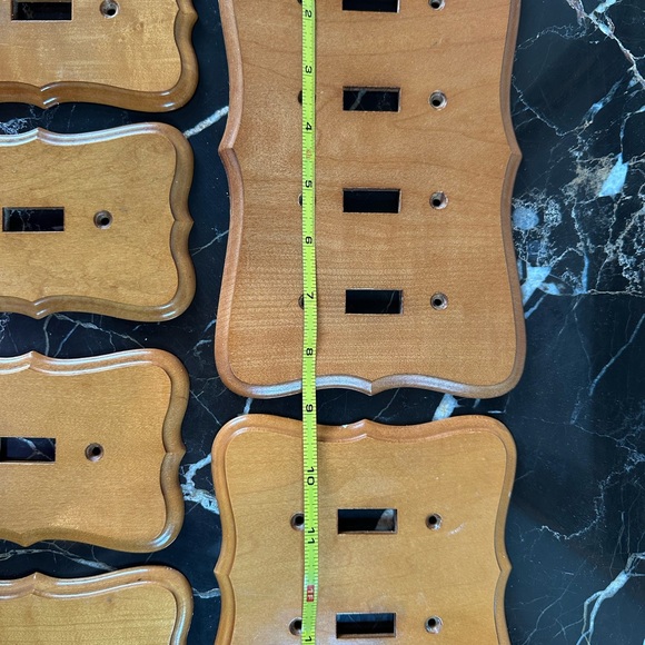 Set of Vintage Colonial Wooden Light Switch Plates - Quad, Double, & 4 Single - Picture 11 of 14